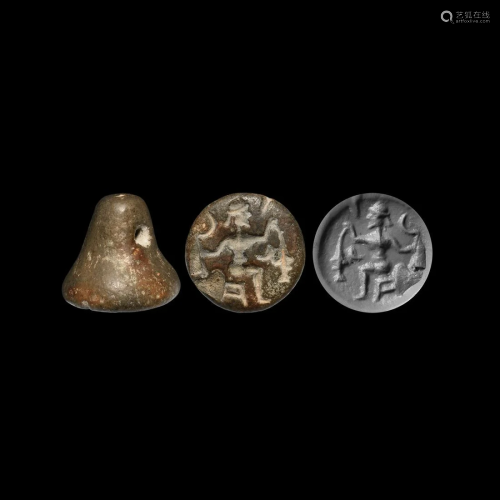 Bactrian Stamp Seal with Seated Figure