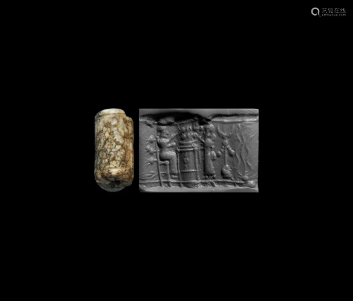 Neo-Assyrian Cylinder Seal with Worship Scene