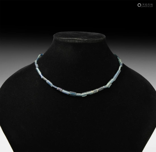 Achaemenid Blue and Turquoise Glass Bead Necklace