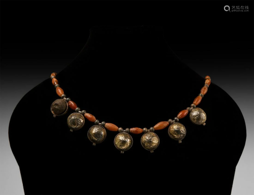 Elamite Necklace with Gilt Silver Pendants