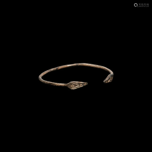 Roman Silver Snake-Headed Bracelet