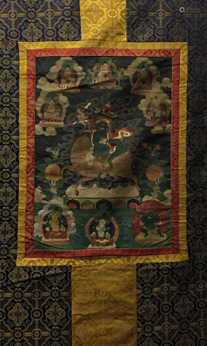 Chinese Hanging Scroll of Thangka Painting and Lineage