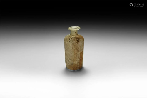 Roman Translucent Cylindrical Glass Bottle