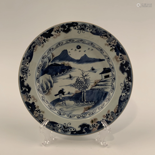 Chinese Blue and Copper Red Dish