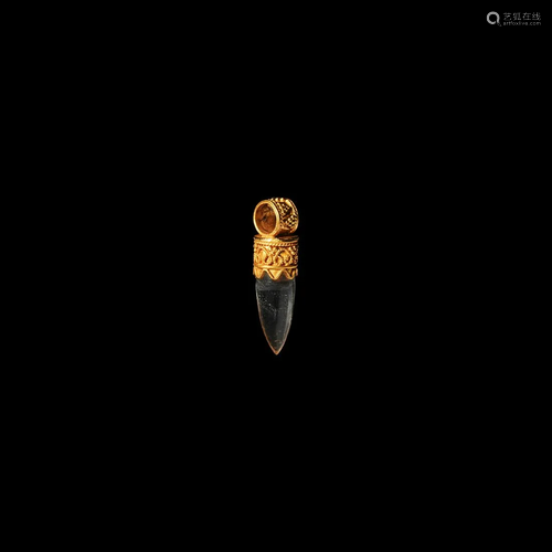 Etruscan Gold Pendant with Crystal