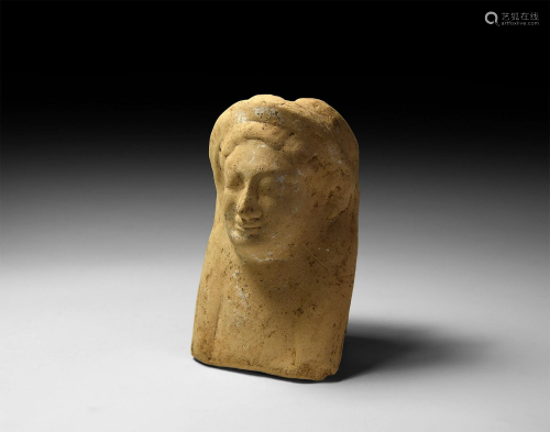 Hellenistic Terracotta Female Bust Protome