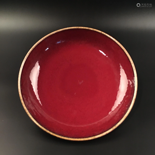 Chinese Red Glazed Porcelain Plate