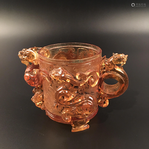 Chinese Peiking Glass Dragon Vessel