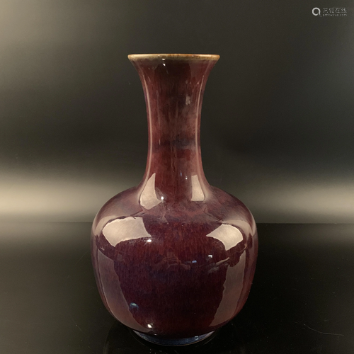 Chinese Flambe Glazed Porcelain Vase