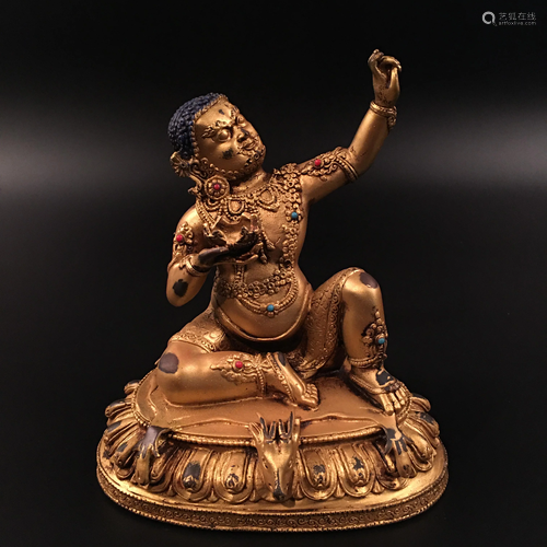 Chinese Gilt Bronze Statue of Caishen