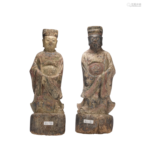 A pair of Camphor wood buddha