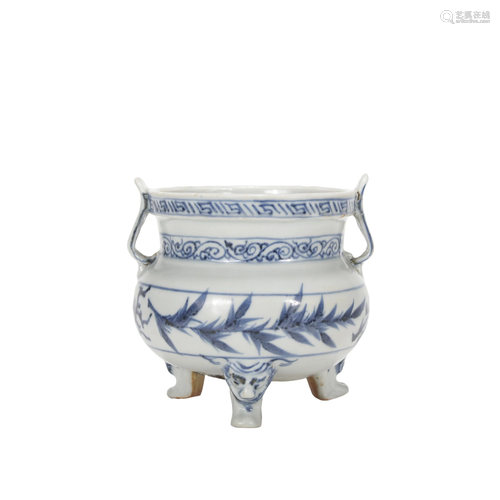 A blue and white censer