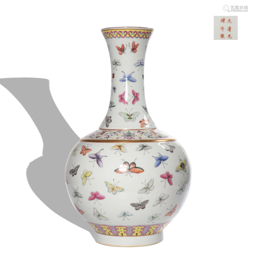 A famille-rose 'butterfly' vase