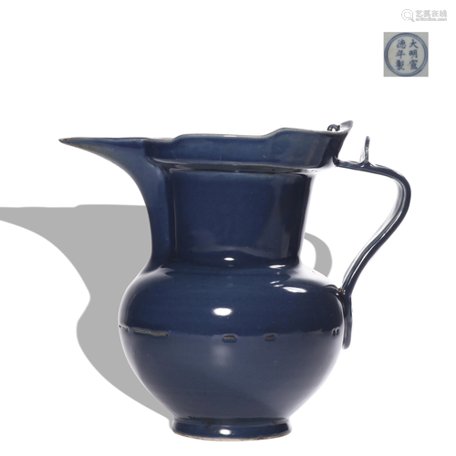 A blue glazed pot