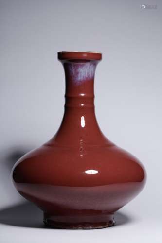 清代红釉荸荠瓶