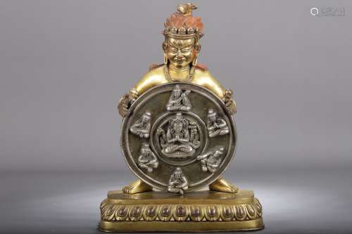 舊藏 銅鎏金明王佛像