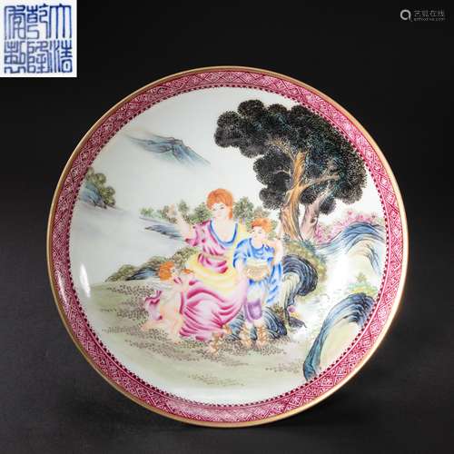 CHINESE ENAMEL PORCELAIN PLATE, QING DYNASTY