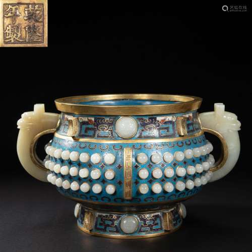 CHINESE GILT BRONZE INLAID ENAMEL COLOR INCENSE BURNER FROM ...