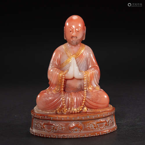 CHINESE SHOUSHAN STONE BUDDHA STATUE, QING DYNASTY