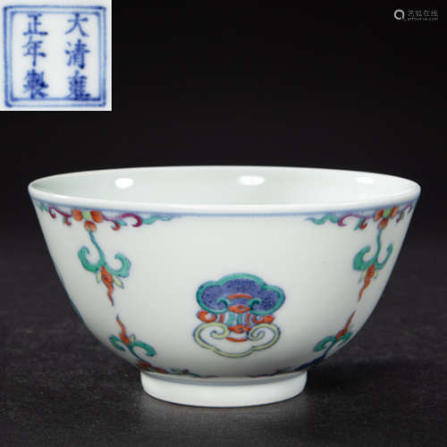 CHINESE MULTICOLORED PORCELAIN TEA BOWL, QING DYNASTY