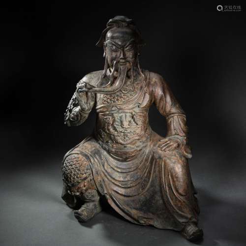 CHINESE BRONZE STATUE OF GUAN GONG FROM MING DYNASTY