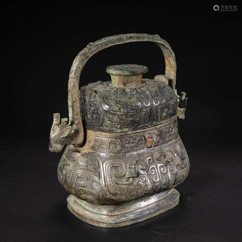 CHINESE BRONZE YOU WITH PHOENIX BIRD PATTERN, WESTERN ZHOU D...