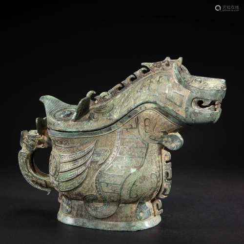 CHINESE BRONZE WARE WITH PHOENIX BIRD PATTERN GONG, WESTERN ...