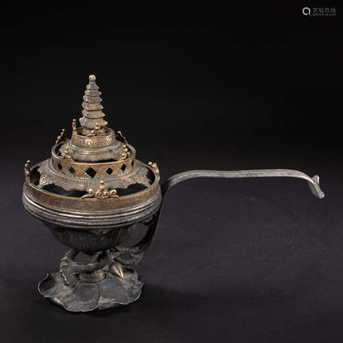 CHINESE SILVER-GILT BUDDHIST FUME FURNACE, TANG DYNASTY