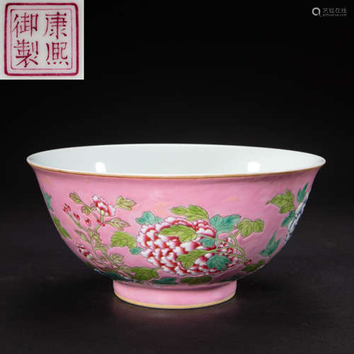 CHINESE CARMINE RED ENAMEL PORCELAIN BOWL, QING DYNASTY