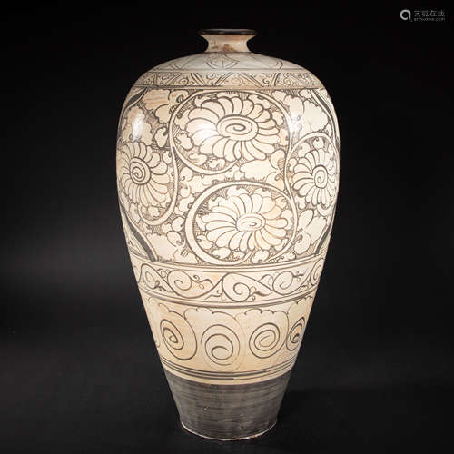 CHINESE CIZHOU WARE PLUM BOTTLE, SONG DYNASTY