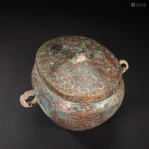 CHINESE BRONZE CUP INLAID WITH GOLD, HAN DYNASTY