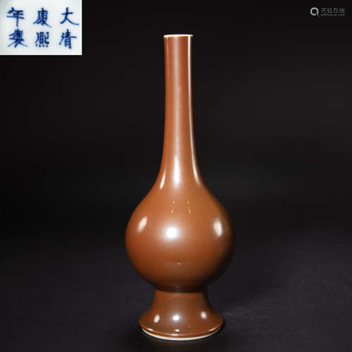 CHINESE SAUCE GLAZED PORCELAIN CLEAN BOTTLE, QING DYNASTY