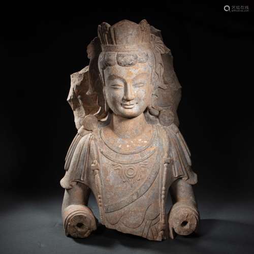 CHINESE BLUESTONE BUDDHA, NORTHERN WEI DYNASTY