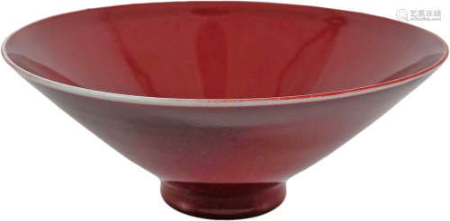 霽紅釉 斗笠碗