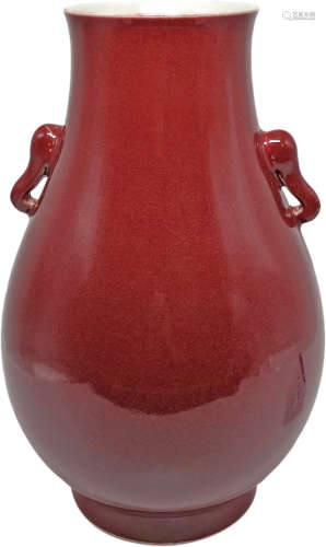霽紅釉 象耳瓶