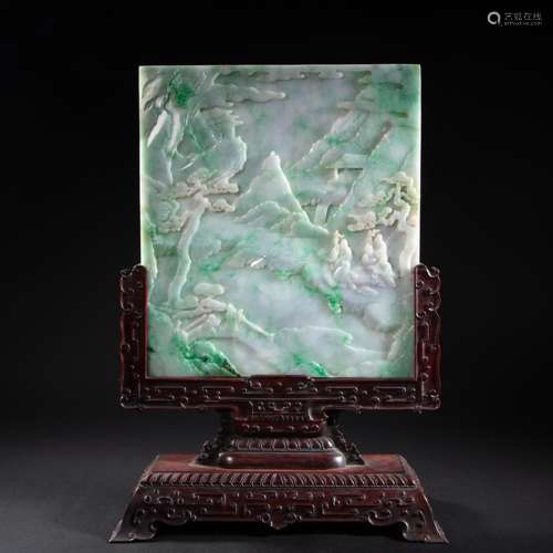 CHINESE IMPERIAL COURT JADE CHARACTER STORY SCREEN, QING DYN...