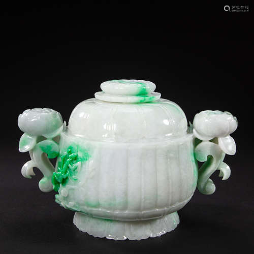 CHINESE IMPERIAL COURT JADE INCENSE BURNER, QING DYNASTY