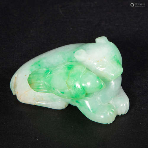 CHINESE IMPERIAL COURT JADE BIRD AND DOG, QING DYNASTY