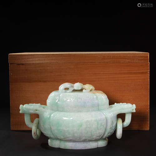 CHINESE IMPERIAL COURT JADE INCENSE BURNER, QING DYNASTY