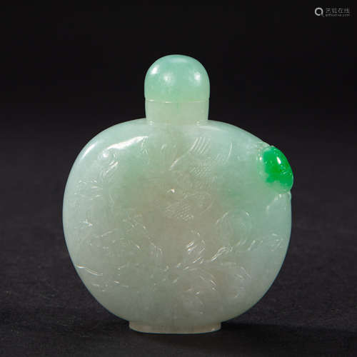 CHINESE IMPERIAL COURT JADE SNUFF BOTTLE FROM QING DYNASTY