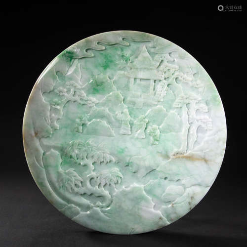 CHINESE IMPERIAL COURT JADE CHARACTER STORY SCREEN, QING DYN...