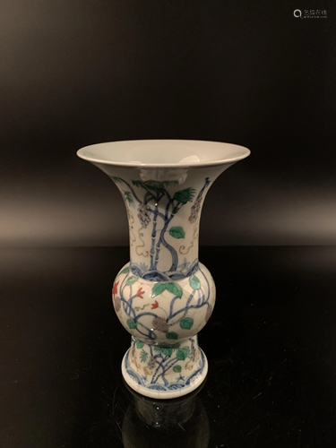 Chinese Doucai Fruit and Flower Porceain Vase