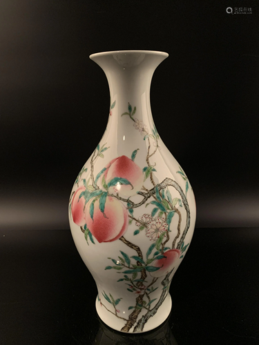 Chinese Famille Rose Peach Vase