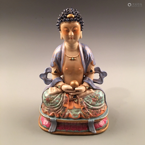 Chinese Famille Rose Buddha Statue