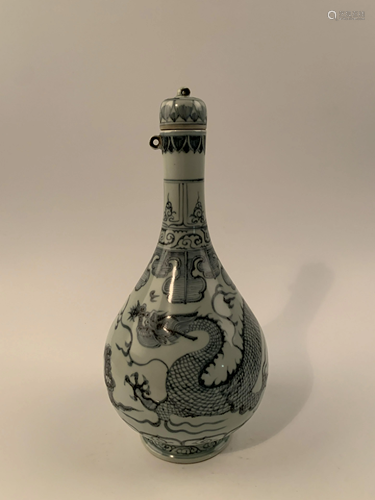 Chinese Blue and White Dragon Vase