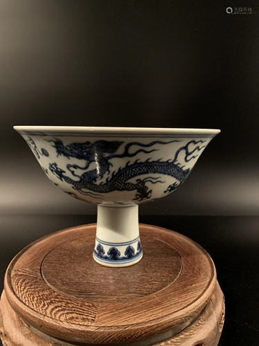 Chinese Blue and White Dragon Bowl