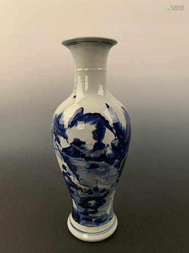 Chinese Qing Blue and White Porcelain Vase