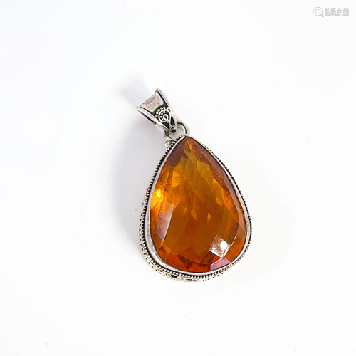 Citrine and Sterling Silver Necklace Pendant