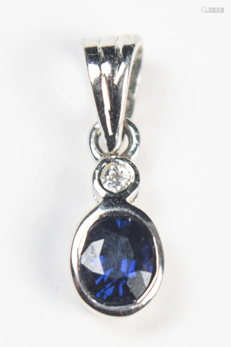 A Silver Set Sapphire Pendant