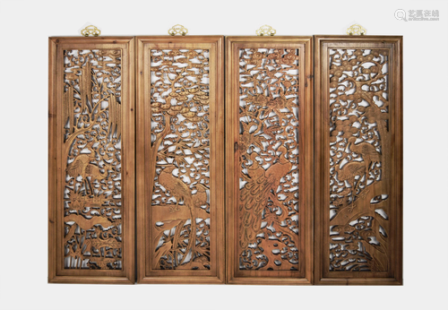 Fragrant Camphor Wood Wall Panels of Flowers and Birds